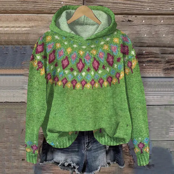 Stylish Benedetta Nordic Patterned Hoodie for Ultimate Comfort | Trendy Winter Wear