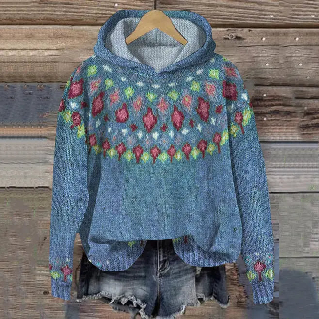 Stylish Benedetta Nordic Patterned Hoodie for Ultimate Comfort | Trendy Winter Wear