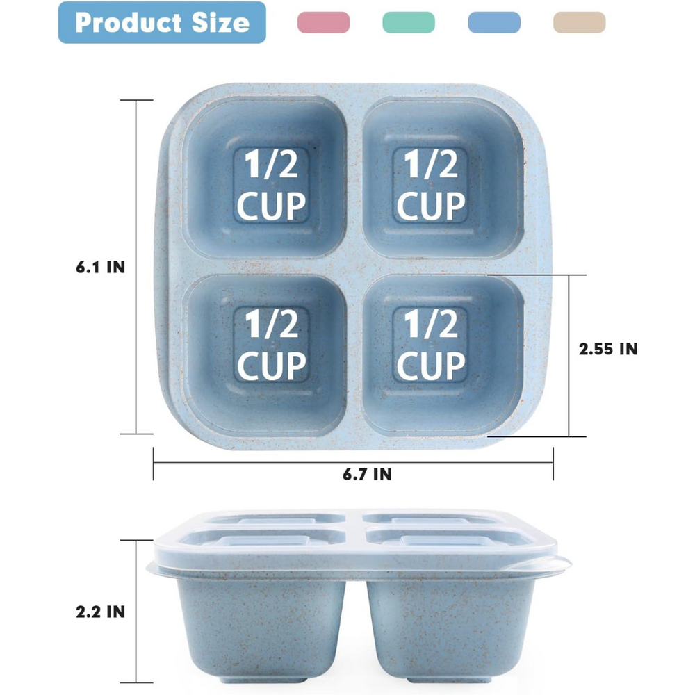 Bento4You 4-Pack Meal Prep Boxes - 4-Compartment Bento-Style Containers for Healthy Meal Storage