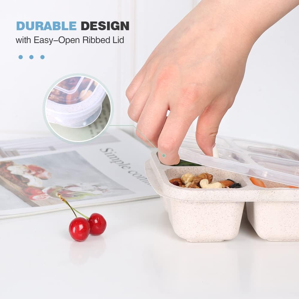 Bento4You 4-Pack Meal Prep Boxes - 4-Compartment Bento-Style Containers for Healthy Meal Storage