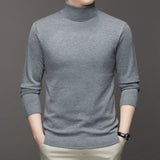 Men's Classic Knit Turtleneck Sweater with Ribbed Neck and Hem