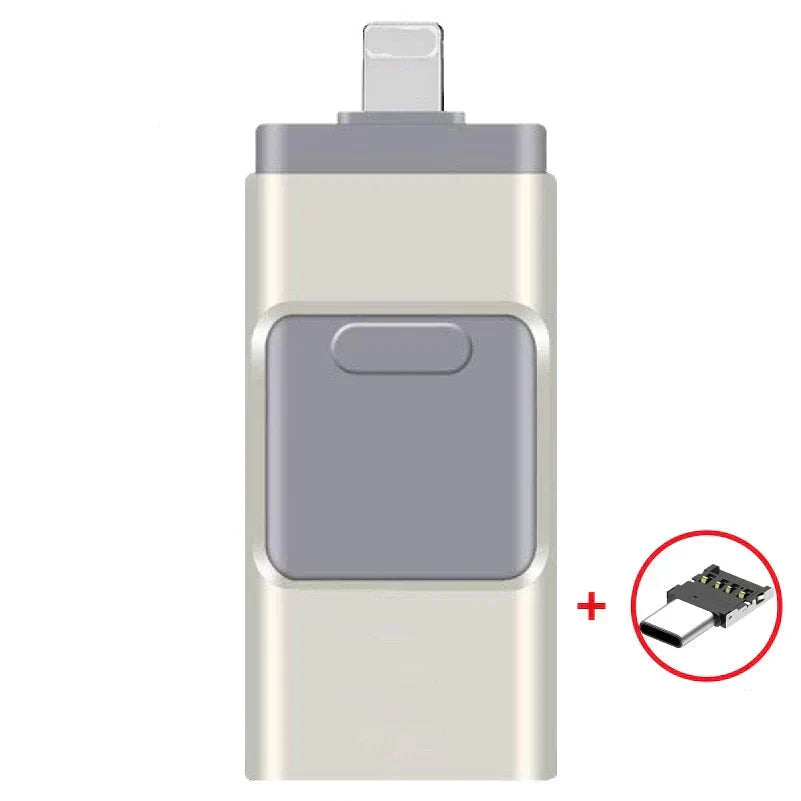 Multi-Port USB Flash Drive – OTG for Smartphone & PC, Aluminum Body, 64–256GB