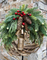 Boho Farmhouse Christmas Wreath - Rustic Holiday Decor for a Cozy Home