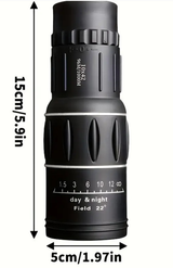 16x Monocular Telescope – BAK4 Prism, 52mm Lens & Waterproof Fog-Proof