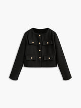 Women's Gold-Button Tweed Blazer – Camille