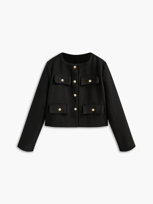 Women's Gold-Button Tweed Blazer – Camille