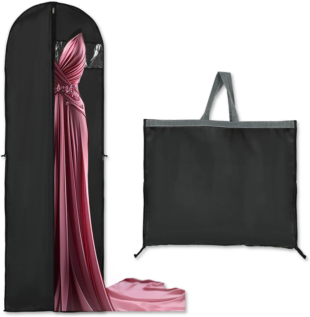 2-Pack Long Garment Storage Cover - 70.87" Dress Bag with Zipper & Clear Window for Easy Viewing - Durable Protection for Dresses & Gowns