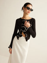 Black Skinny Ruffle Cardigan for Women - Isabella