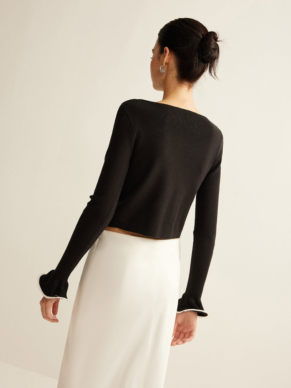 Black Skinny Ruffle Cardigan for Women - Isabella