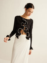 Black Skinny Ruffle Cardigan for Women - Isabella