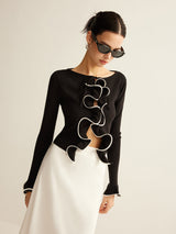 Black Skinny Ruffle Cardigan for Women - Isabella