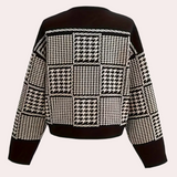 Black Women's Cardigan with Houndstooth Pattern - Isolde