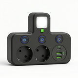 Wall-Mount Power Strip – USB-C & USB-A Ports, 2500W & Surge Protection