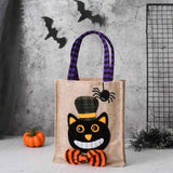 Halloween Treat Bag with Pumpkin Cat Witch and Skull Design