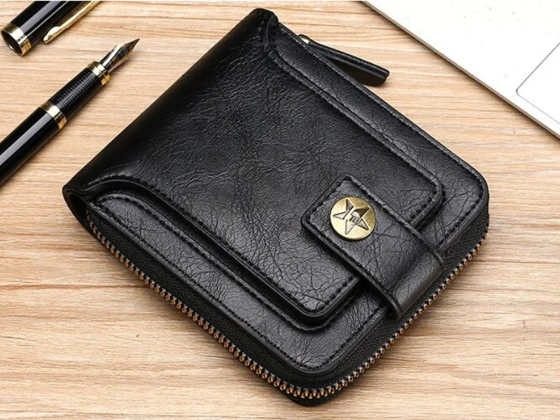 Vintage Geldbörse mit Rundum-Reißverschluss – Stilvolle Brieftasche mit Kartenfächern und Münzfach für Damen