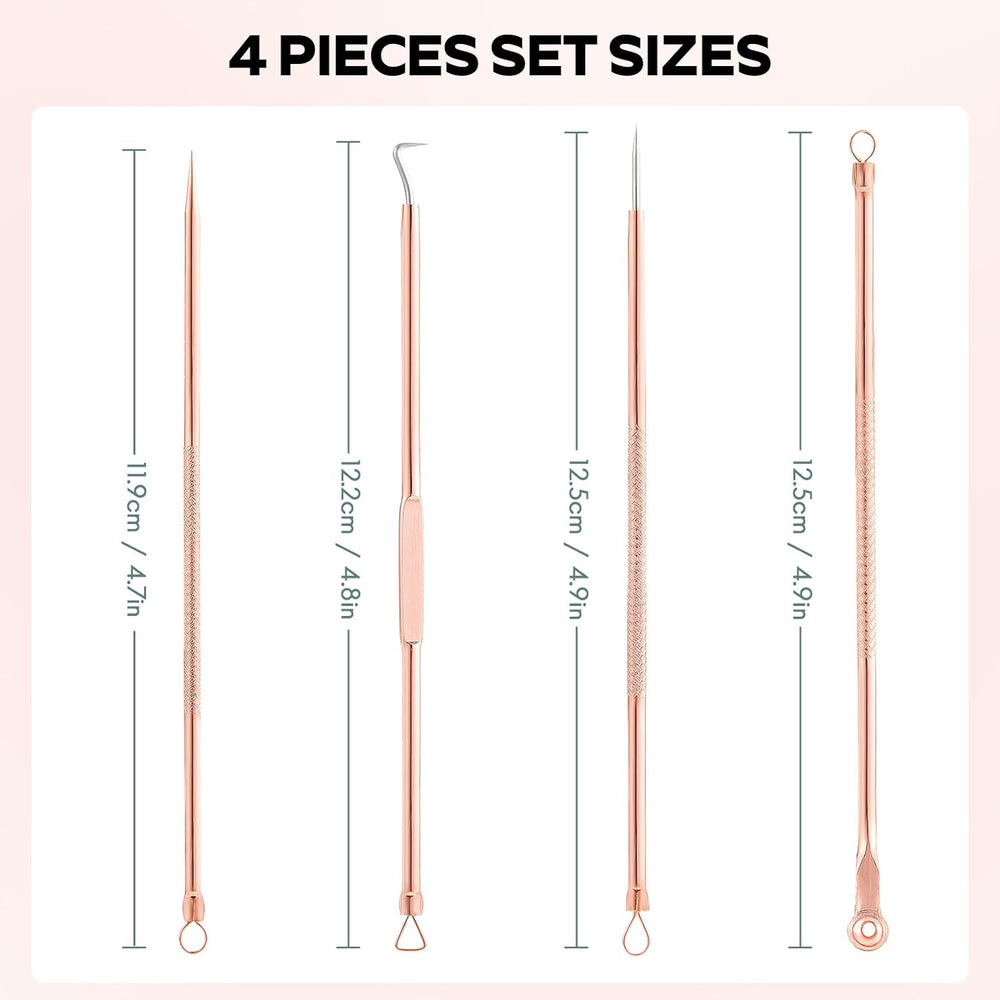 Professional Blackhead & Pimple Extractor Kit - Stainless Steel Acne Removal Tools for Clear Skin