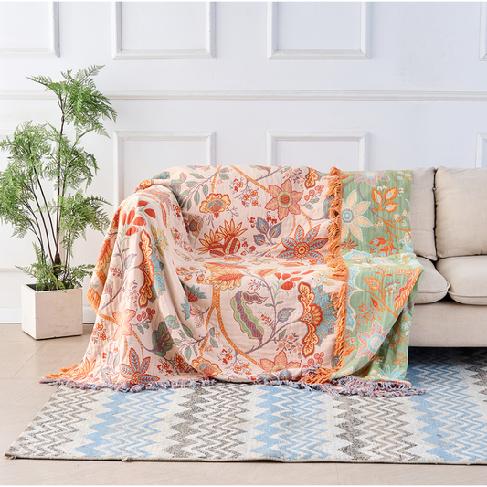 Throw Blanket – Fringe, Floral & Boho Design
