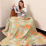 Blanket Throw Fringe Floral Boho Blanket