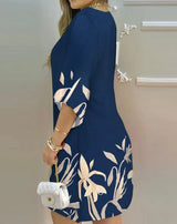 Plus-Size Casual Autumn Botanical Print Dress - Trendy & Comfortable Fall Fashion