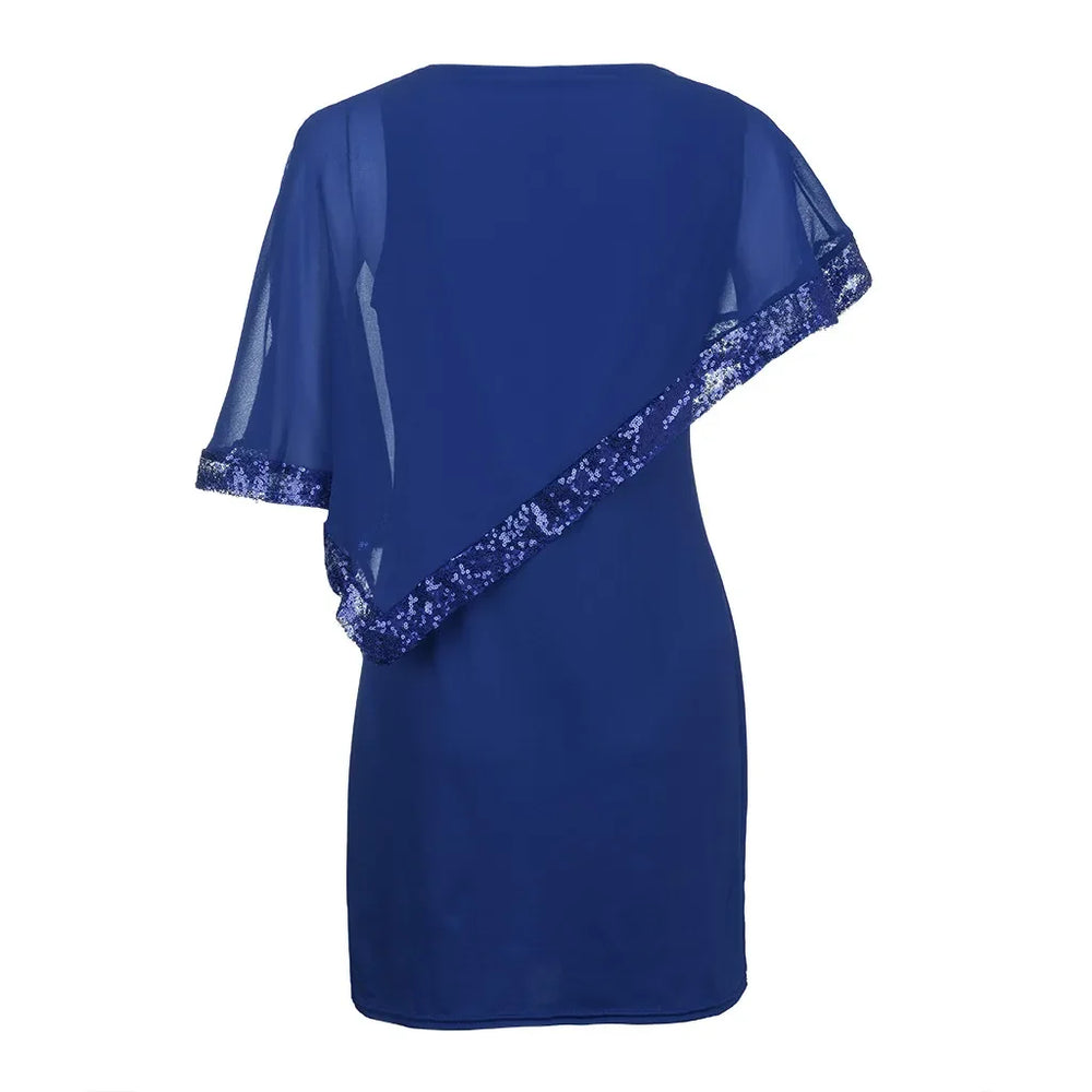 Elegant Plus-Size Sequined Fall Dress - Perfect for Special Occasions