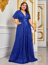 Elegant Plus-Size Maxi Evening Dress for Fall - Luxurious Style & Comfort