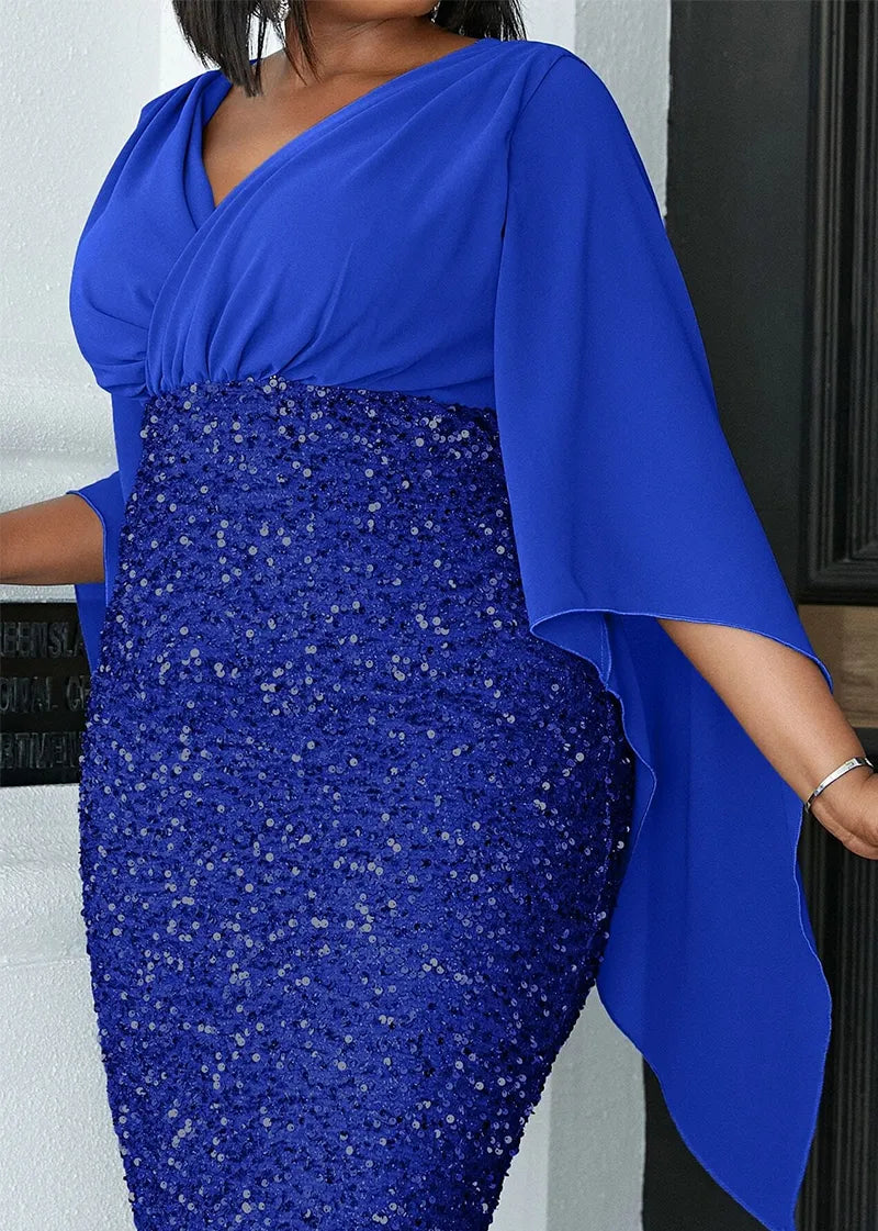 Chic Plus-Size Midi Dress for Fall Banquets - Elegant Autumn Fashion