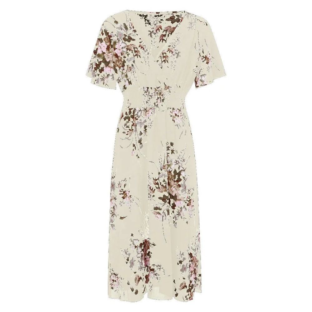 Plus-Size Fall Floral Chiffon Dress - Elegant Autumn Style for Every Occasion