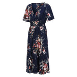 Plus-Size Fall Floral Chiffon Dress - Elegant Autumn Style for Every Occasion