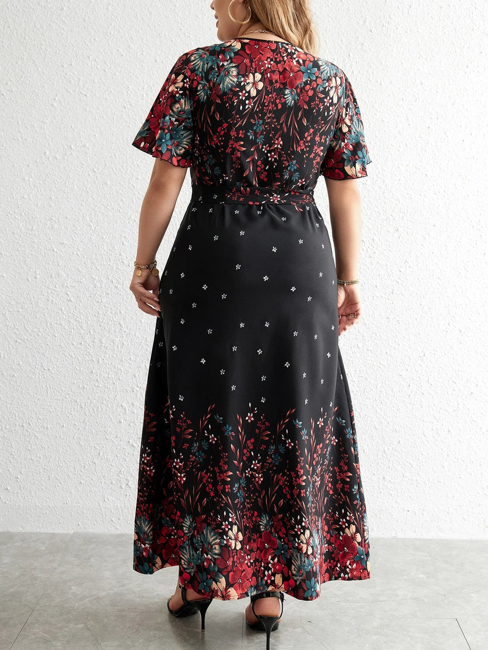 Plus Size Autumn Floral Maxi Dress - Casual Long Sleeve Fall Fashion