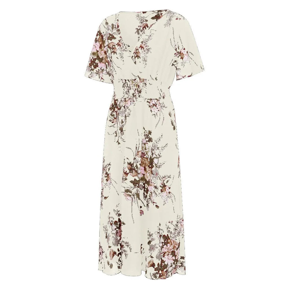 Plus-Size Fall Floral Chiffon Dress - Elegant Autumn Style for Every Occasion