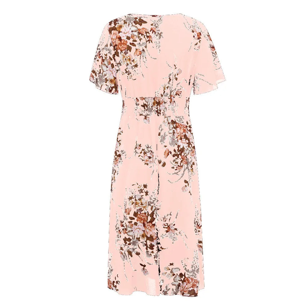 Plus-Size Fall Floral Chiffon Dress - Elegant Autumn Style for Every Occasion
