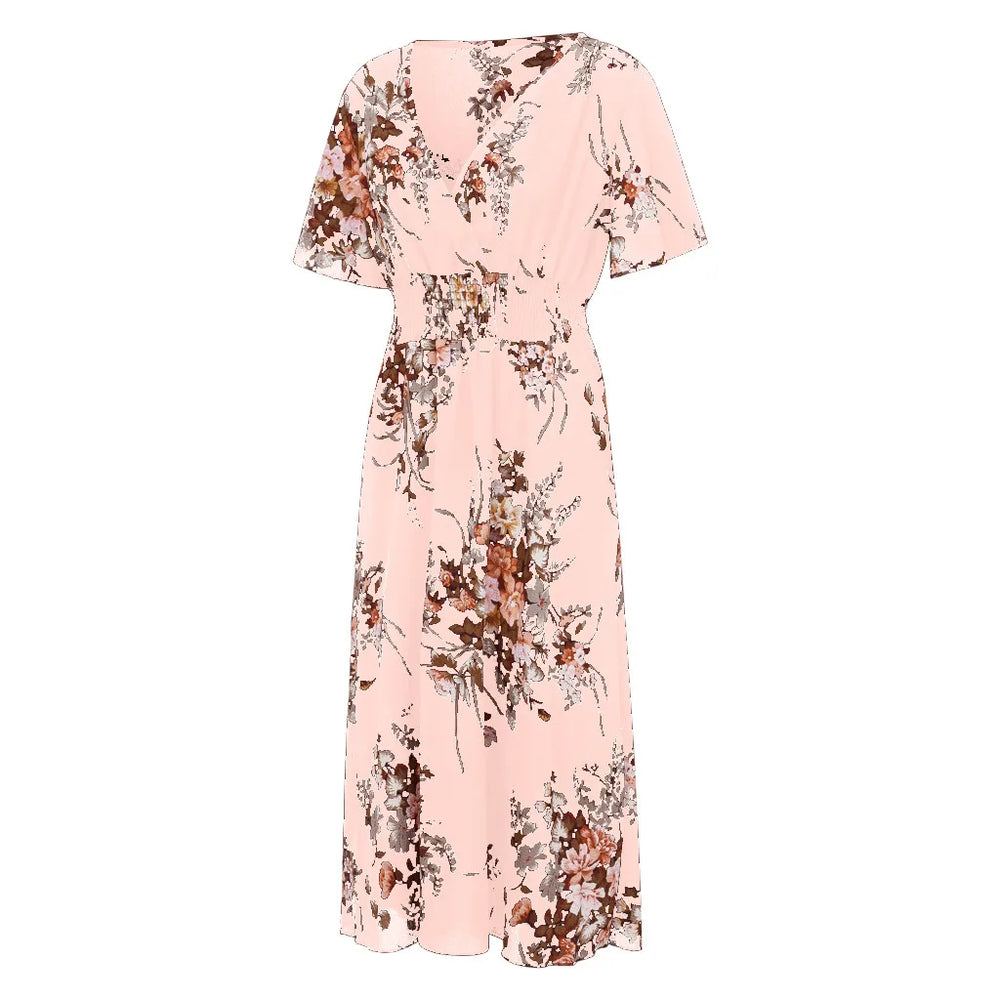 Plus-Size Fall Floral Chiffon Dress - Elegant Autumn Style for Every Occasion