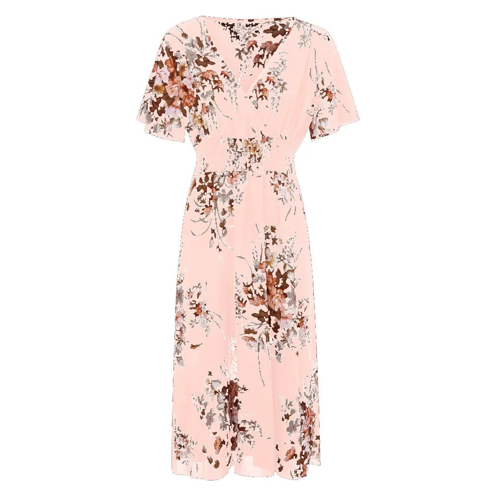 Plus-Size Fall Floral Chiffon Dress - Elegant Autumn Style for Every Occasion