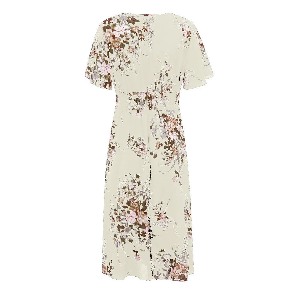 Plus-Size Fall Floral Chiffon Dress - Elegant Autumn Style for Every Occasion