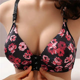 Plus-Size Floral Front Closure Bra - Comfortable & Stylish Support
