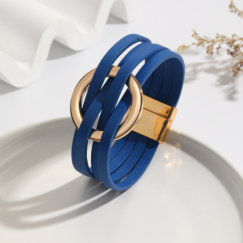 Bohemian Double Circle Leather Bracelet for Women | Stylish Fashion Jewelry