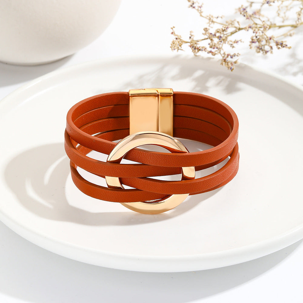 Bohemian Double Circle Leather Bracelet for Women | Stylish Fashion Jewelry