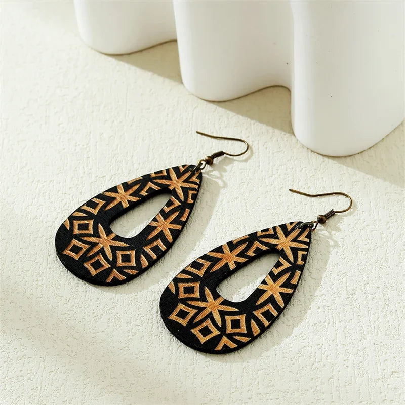 Handmade Bohemian Wood Earrings | Unique Boho Chic Jewelry | Eco-Friendly Artisan Design