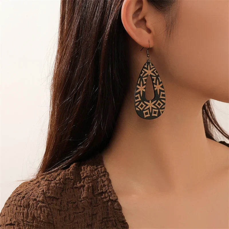 Handmade Bohemian Wood Earrings | Unique Boho Chic Jewelry | Eco-Friendly Artisan Design