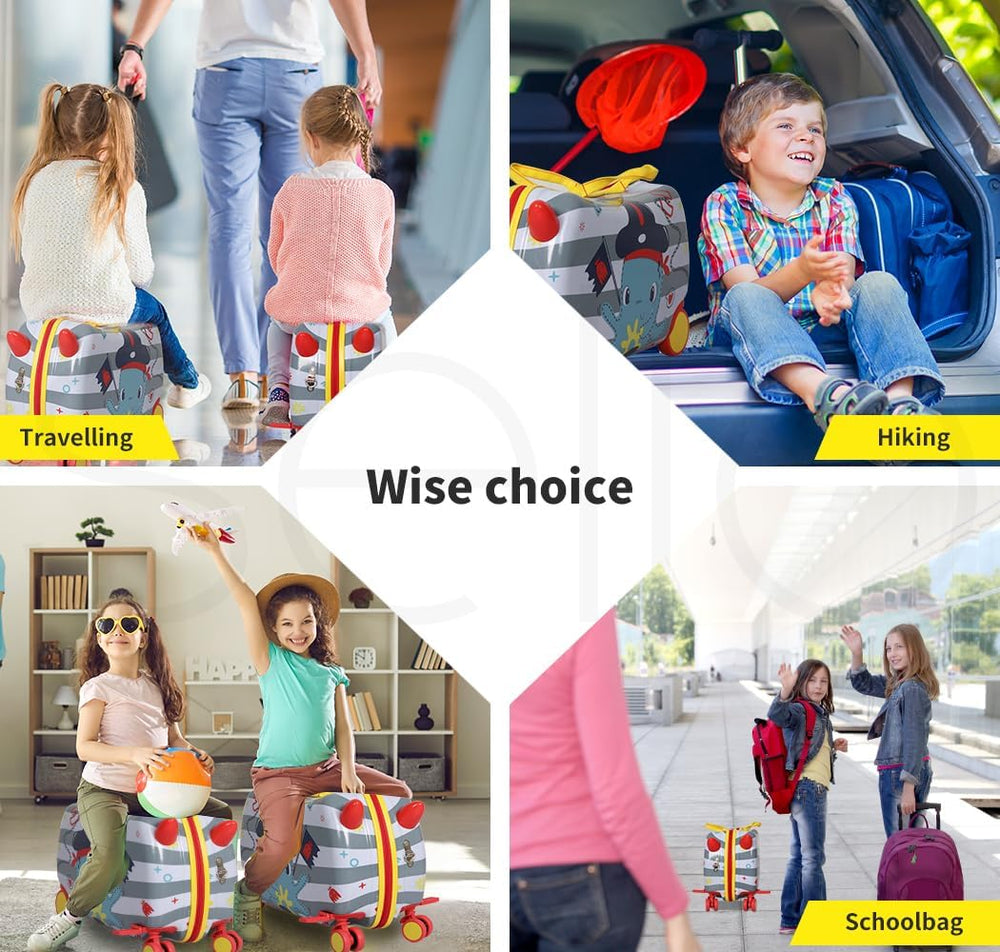 Kids 2-in-1 Ride-On Scooter Suitcase with 360° Swivel Wheels - Perfect Travel Companion for Fun and Convenience