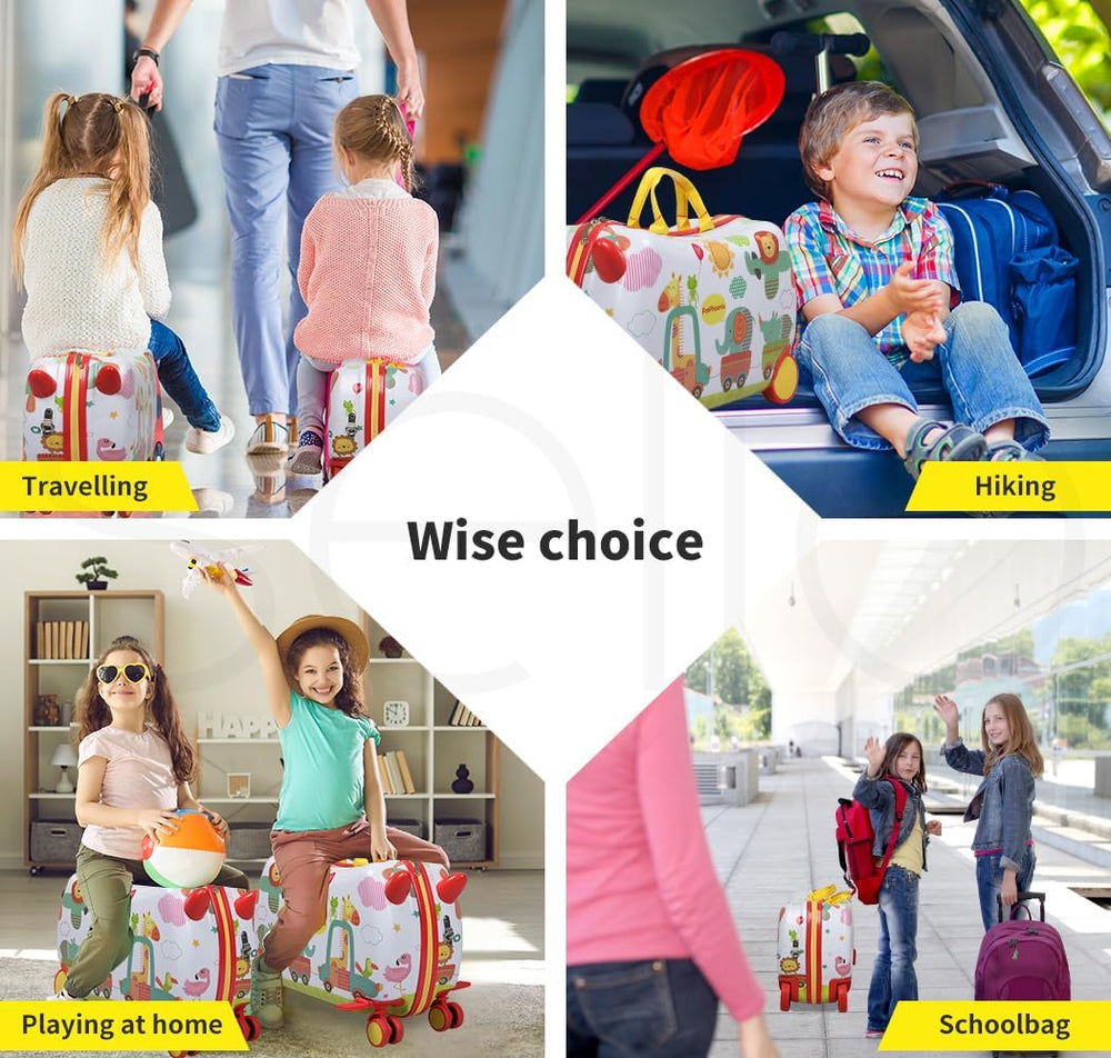 Kids 2-in-1 Ride-On Scooter Suitcase with 360° Swivel Wheels - Perfect Travel Companion for Fun and Convenience