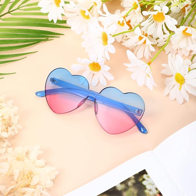 Stylish Cora Heart-Shaped Transparent Sunglasses - Borderless Design for Trendy Summer Looks