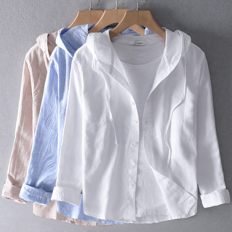 Women's Lightweight Hooded Linen Blend Shirt - Breathable, Stylish & Perfect for Summer