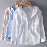 Women's Lightweight Hooded Linen Blend Shirt - Breathable, Stylish & Perfect for Summer