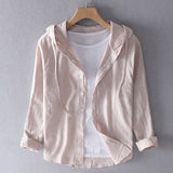 Women's Lightweight Hooded Linen Blend Shirt - Breathable, Stylish & Perfect for Summer