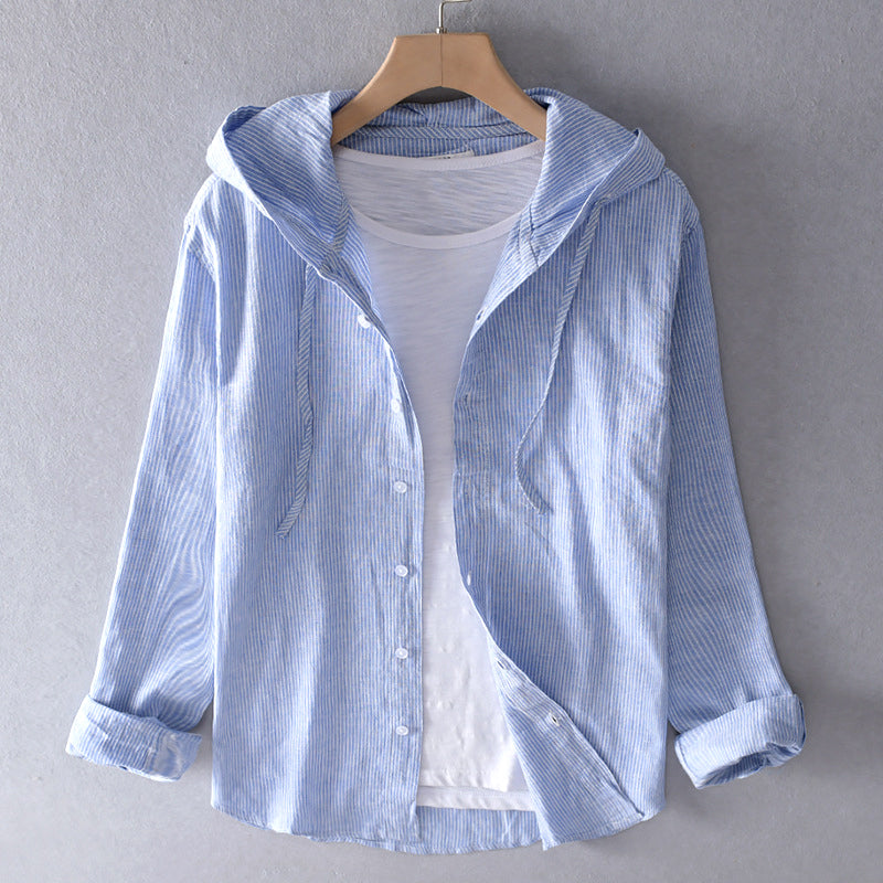 Women's Lightweight Hooded Linen Blend Shirt - Breathable, Stylish & Perfect for Summer