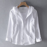 Women's Lightweight Hooded Linen Blend Shirt - Breathable, Stylish & Perfect for Summer