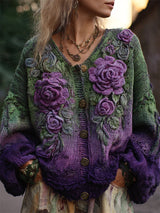 Brigitta Floral Open-Front Cardigan for Women | Stylish Lightweight Layering Piece