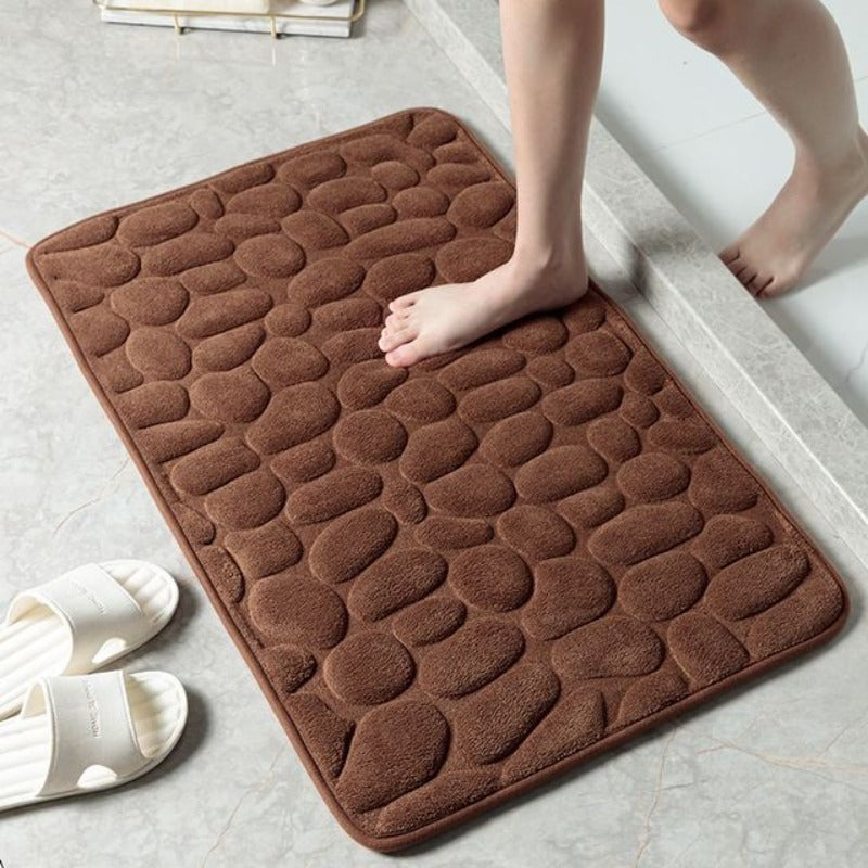 Memory Foam Bath Mat – Pebble Design, Non-Slip & Quick-Dry
