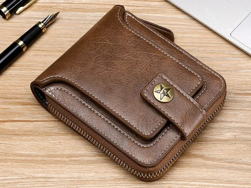 Vintage Geldbörse mit Rundum-Reißverschluss – Stilvolle Brieftasche mit Kartenfächern und Münzfach für Damen
